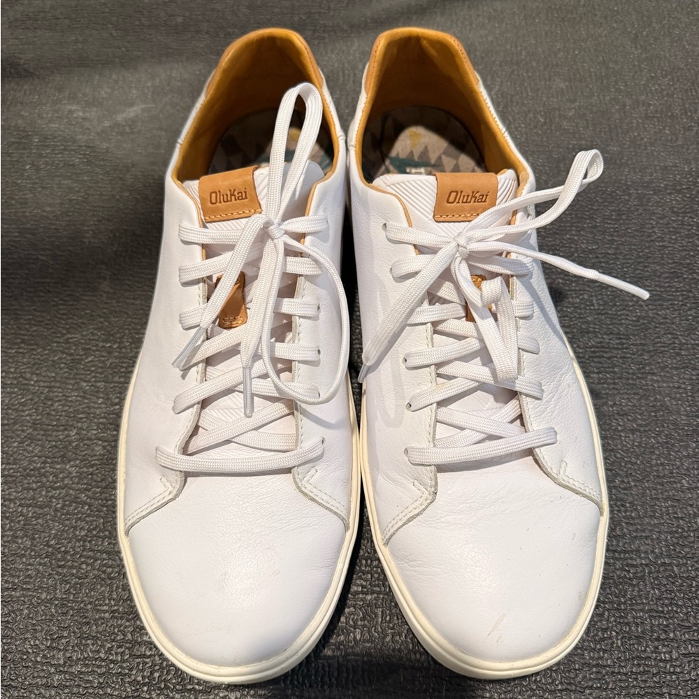 OluKai White Leather Men's Sneakers